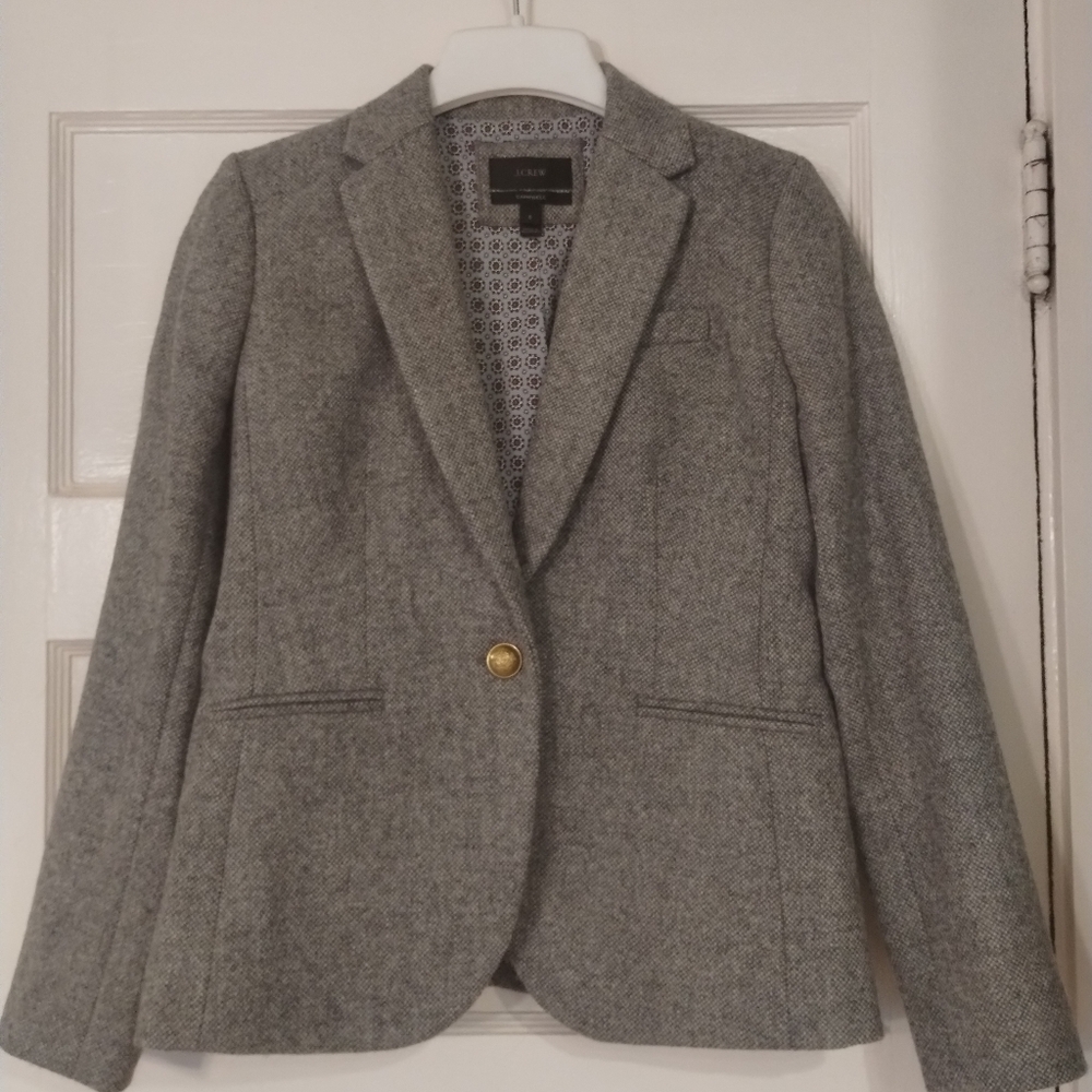 J. Crew Wool Tweed Campbell Blazer in Gray Herringbone